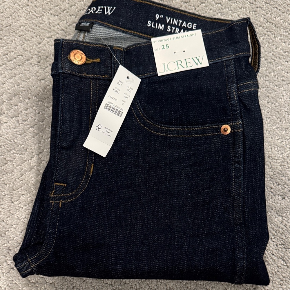 J. Crew Dark Blue Vintage Slim Straight 9” Jeans